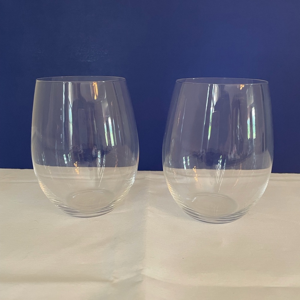 Elegant Riedel Crystal Stemless Wine Glasses